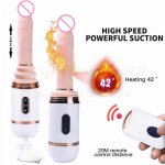 Remote Control Automatic Penis Pumping Gun Heating Vibrator Thrusting Dildo Sex Machine for Women Suction Cup Dildo Sex Toys.