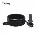 Thierry Sm products Bondage neck collar with metal chain leash BDSM Sex toys Faux Leather Restraint Fetish Adult Sex Toys