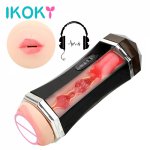 Ikoky, IKOKY Voice Aircraft Cup Real Pussy Vibrator Male Masturbation Sex Toys for Men Blowjob Pussy Sucking Sex Machine Oral Vagina