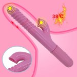 Automatic Telescopic Heating Penis Vibrator Masturbation Dildo Vibrator Tongue Clitoris G Spot Stimulate Adult Sex Toy for women