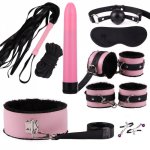 Plush Sex Toys Suit Whip Handcuffs Vibrators Binding Massagers Set SM Game Kit 9PCS Clitoral Stimulator  Anal Dilator