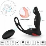 Wireless Remote Control USB Rechargeable Male Prostate Massager with Ring Anal Vibrator Sex Toys for Men Masturbator Butt Plug