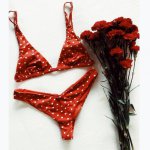 Polka dots Bikini Set  2019 Sexy Swimsuit Swimwear Women Bathing Suit  Red Bikinis Heart Print Beach Wear Maillot De Bain Femme