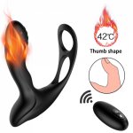 10 Speeds Wireless Remote Anal Vibrator Anal Plug Heating Prostate Massager With Delay Ring Anal Sex Toys Vibrating Butt Plug