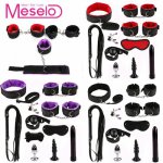 Meselo 11pcs/set Adult Sex SM Toys Handcuffs Cuffs Strap Whip Rope Neck Bandage Games Sex Toys For Couples Flirting Erotic