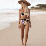Glane Sexy Strapless Bikini Set Flower Swimwear Women 2019 High Wasit Push Up Padded Swimsuit Women Bathing Suit Swimming Wear