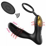 10 Speeds Prostate Massager G Spot Perineum Stimulator Wireless Remote Dual Motor Vibrator with Scrotum Ring Men Anal Sex Toys