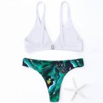 Newly Sexy Women Brazilian Bikini Set Swimwear Swimsuit Bathing Suit Cami Palm Leaf Print Swim Suit BFE88