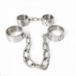 Black emperor stainless steel SM4CM high handcuffs foot cuffs prisoner's bondage, male and female toys, safe and high quality