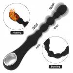 Heating Anal Beads Tail Vibrator Prostate Massager 12 Modes Anal Butte Plug Vibrating Stimulator Sex Toys for Men Masturbator