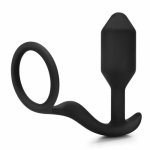 Bvibe, Pierścień na penisa z korkiem analnym - B-Vibe Snug & Tug  