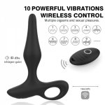 10 Frequency Vibration Male Vibrating Prostate Massager Plug Silicone Stimulator Butt Plug With Penis Ring Sex Toy For Men