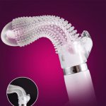 Transparent Rabbit Rotating Vibrator Telescopic Jelly Grain G Spot Clitoris Vagina Stimulator Body Massager Sex Toys for Women