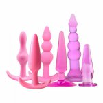 6pcs Silicone Anal Plug Beaded Massage G-spot Butt Stimulation Sex Toys for Women Men