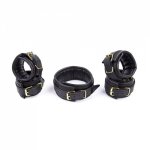 Europe And America Export Adult Products Black Sponge Tied Bondage Handcuffs Anklet Neck Scarf Set Slave Tuning