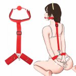 Fetish Kinky SM Sex toys for couples self Bondage Restraints Rope Adult game Hand Cuffs with Open Mouth Ball Gags BDSM handcuffs