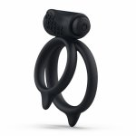 Podwójny pierścień z wibracjami - B Swish bcharmed Basic Plus Dual Cock Ring   Czarny
