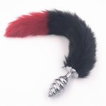 Fox, Anal Plug Fox Tail Butt Plugs Flirt Plush Black Red Top Tail Butt Stopper Stainless Steel Anal Sex Toys for Couples H8-89C