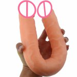 Super Long 46cm Double Dildo Realistic Soft Penis Anal butt Dual Penis For lesbian Flirting Stimulate Vaginal Sex Toys for Woman