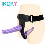 IKOKY Harness Strap On Dildo Panties Double Penis Dildo Double Dildo Strapon Ultra Elastic Sex Toys For Women Lesbian Couples