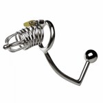 Queen Sex Training Multi-function Male Chastity Small Cage Fetish Stainless Steel Butt Plug Anal Hook Fetish Toys for Men G158