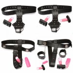 Chastity Device Bondage Handcuff Intimate Contact Adjustable Chastity Belts with Vibrations Anal Plug Sex Toys for Couples G7-65