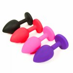 Silicone Butt Plug with Crystal Jewelry Smooth Touch Anal Plug No Vibrator Anal Sex Toys for Woman Men Gay 4Colors