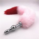 Fox, 2 Size Fox Tail Anal Plug Stainless Steel Butt Stopper Pink Red Faux Anmial Tail Butt Stopper Anal Sex Toys for Women H8-110G