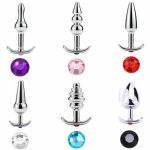 Stainless Steel Crystal Anal Plug Anus Dilator Butt Beads Butt Stopper Sex Massager Metal Stimulator Toys for Couples H8-1-90