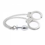 Couple Flirting Bondage Metal Handcuffs Connect with Anal Plug Adult Sm Sex Toys Bondag Fetish Sex Products for Men and Women 06