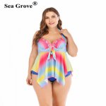 Sexy Gradient Plus Size Women Swimwear Irregular design Two Piece Push Up Swimsuit Beachwear Bathing suit Dress Large bikini