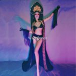 New Women Nightclub Bar Ds Costumes Chinese Style Lead Dancer Clothes Sexy Gogo Fringe Bikini