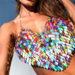 Bright Beyonce Jazz Dance Costumes Sexy Colorful Sequin Bikini For Women Dance Top Salsa DS Bar Dj Dancers Stage Costumes BL1292