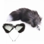 Fox, Metal Anal Plug Fox Tail Plush Cat Ears,Butt Bead Plug,Insert Stopper Set,Cosplay Sex Toys For Woman Couples, Prostate Massager