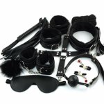 Hot 10 Pcs Bdsm Bondage Sex Toys For Couples Exotic Accessories PU BDSM Sex Bondage Set Sexy Handcuffs Whip Rope Sex Products