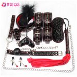 Level A PU Leather BDSM Sex Bondage Set Erotic Slave Collar Mask Gag Handcuffs Nipple Clamps Adult Sex Toys for Couples Women