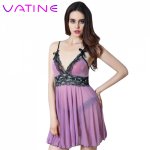 VATINE Lace Nightgown Summer Women Sleepwear Nightwear Sexy Lingerie Bathrobe Negligee Babydoll