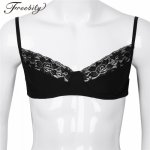 Mens Sissy Gay Lingerie Bralette Smooth Fabric Lace Wire-free Bra Top with Adjustable Shoulder Straps Sexy Male Hot Erotic Top