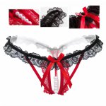 New Style Sexy Thongs Women Panties Beading Bow Tie Lace Sexy G String Underwear for Woman Briefs Lingerie Intimates Sex Toys