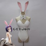 Anime To Love Haruna Sairenji Lolita Bunny Girl Sexy Uniform Cosplay Costume Women White PU Leotard Halloween Carniva Party Suit