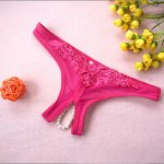 Hot Women Sexy Lingerie Open Crotch Crotchless Low Waist Pearls Thongs Panties Lace G-string Latex Sexy Knicker Erotic Underwear