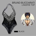 Anime JoJo Bizarre Adventure Golden Wind Bruno Bucciarati Cosplay Costume Sexy Hollow Lingerie Lace Top Inner Jumpsuits Bodysuit