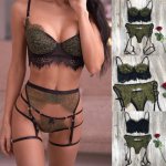 Women Sexy Lingerie Lace Bra Set G-String Underwear Women Transparent See-through Nightwear Brief Sets Babydoll