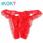 Ikoky, IKOKY Sexy Opening Crotch Panties Women Lace Thongs Briefs Sexy Lingerie Female Underwear G-string T-back Panties