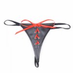 Women's Sexy Open Crotch Leather Panties Bandage Strap Thong For Sex Female Sexy Lingerie Latex Briefs T-Pants Exotic Underwear