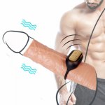 Delayed Ejaculation Penis Ring Vibrator USB Charging Silicone Electro Shock Therapy Cock Ring Vibrator On Dick For Sex For Men