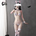 Womens Sexy Anime Cow Cosplay costumes Bikini Lolita Kawaii Bra and Panty Set stockings Erotic Japanese Underwear lilicochan