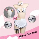 Anime Summer Swimsuit Honey Cow Maid Cosplay Costume Sexy Bikini Set Swimwear Private Shoot Spandex Bra Costumes For Women