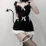 OJBK Hot Erotic Uniform Role Play Live Show Cosplay Costume Sexy Women White Black Babydoll Chemises Lingerie Gothic Style Dress