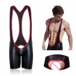 Fetish Men Gay Latex Crotchless Pants Sexy Leather Open Crotch Pants Polo Dance Erotic Costumes for BDSM Bondage Gay Sex